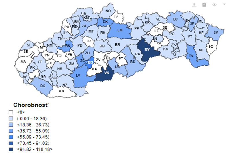 7 – dňová incidencia (od 7. 10. 2024 do 13. 10. 2024) potvrdených prípadov COVID 19