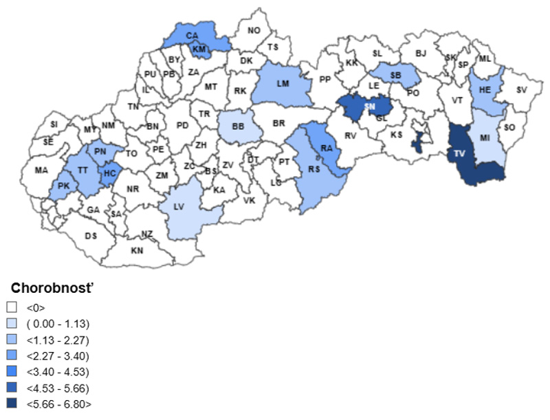 7 – dňová incidencia (od 27. 1. 2025 do 2. 2. 2025) potvrdených prípadov COVID 19