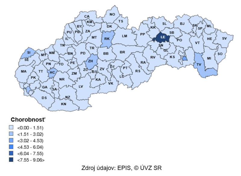 Mapa: 7 – dňová incidencia